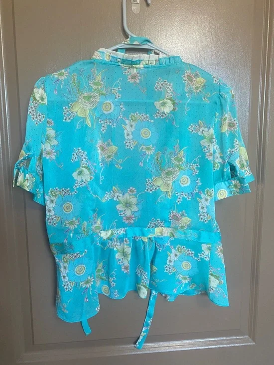 Cynthia Rowley Sheer Floral Ruffle Blouse - Picture 2 of 3